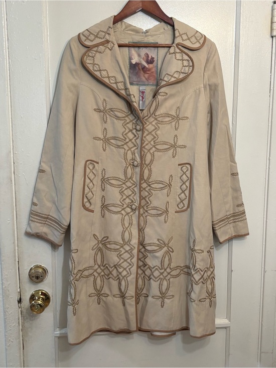 Biya Jackets & Blazers - Biya by Johnny Was embroidered belted coat silk linen
